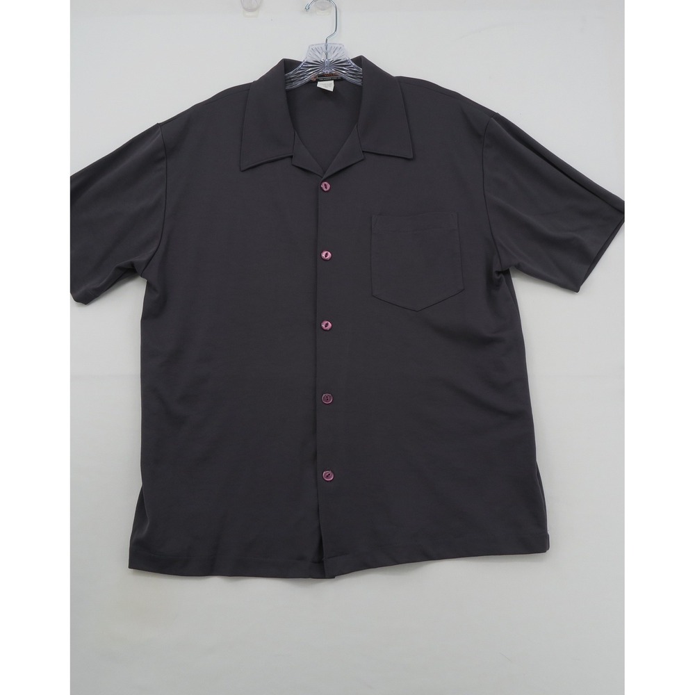 Vintage Dangerous Willie Mens Large Gray Short Sleeve Button Up Camp Shirt  USA